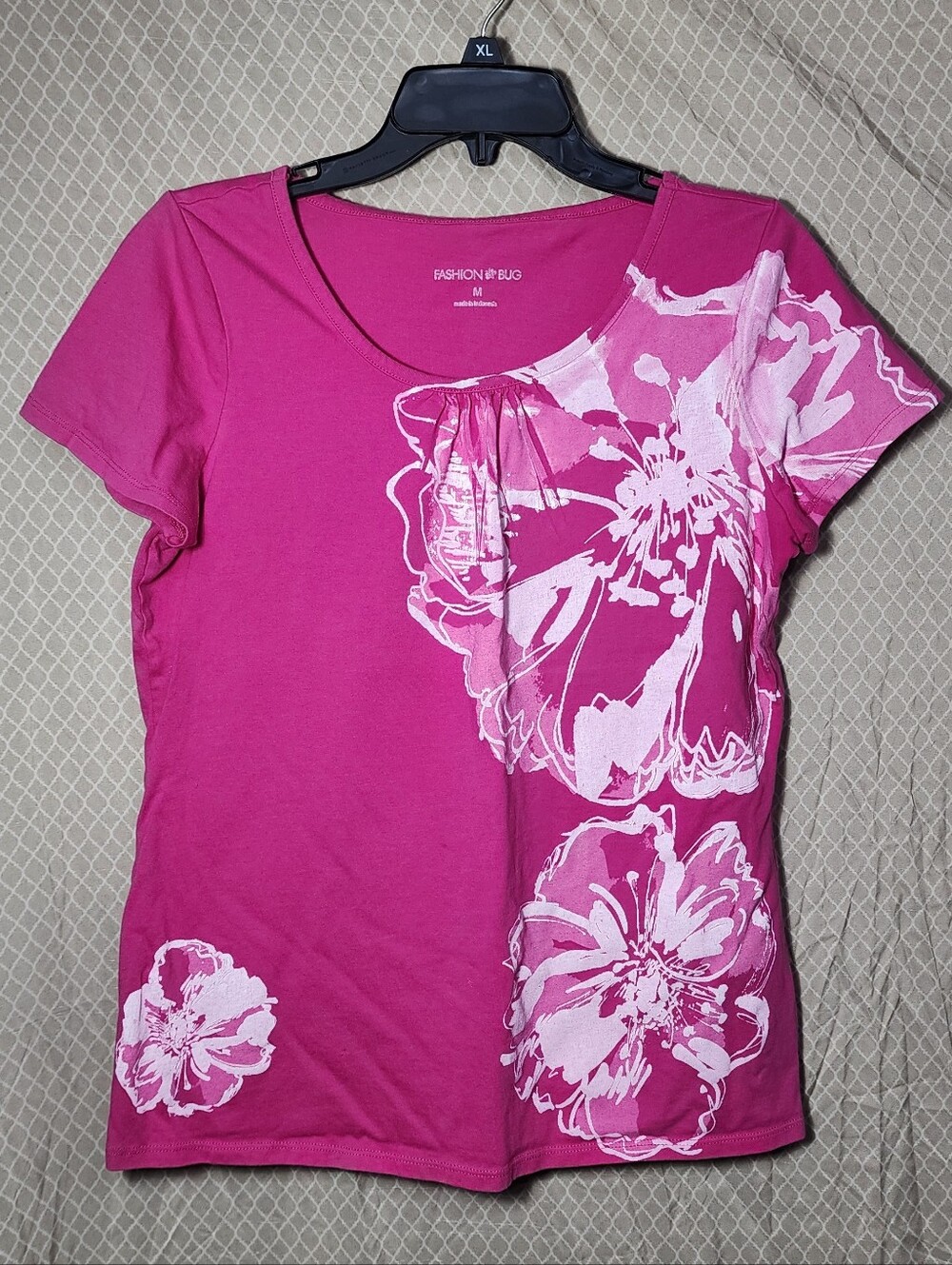 Fashion Bug Pink White Floral Tshirt Women's Medium Used Great Shape
